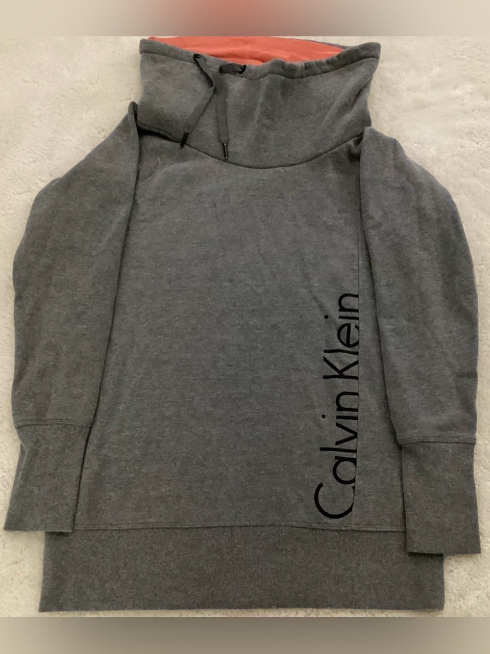 Calvin Klein Ladies Charcoal and Peach Funnel Neck Pullover Sweatshirt Size M